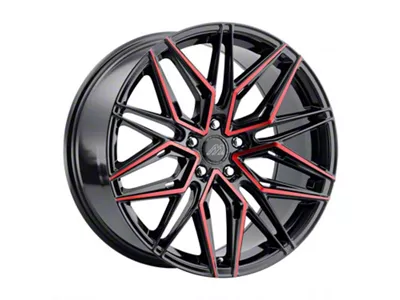 MACH Forged MF.6 Glossy Black with Red Face Wheel; Rear Only; 20x10 (08-23 RWD Challenger, Excluding Widebody)