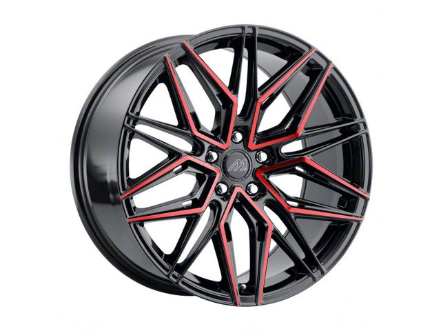 MACH Forged MF.6 Glossy Black with Red Face Wheel; Rear Only; 20x10 (17-23 AWD Challenger)