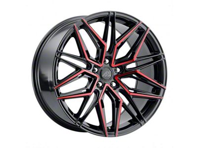 MACH Forged MF.6 Glossy Black with Red Face Wheel; Rear Only; 20x10; 42mm Offset (11-23 AWD Charger)