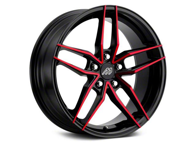 MACH Performance MP.51 Glossy Black with Red Face Wheel; 20x8.5 (17-23 AWD Challenger)