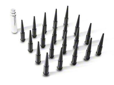 Black Spike Lug Nut Kit; 14mm x 1.5; Set of 20 (21-25 Mustang Mach-E)