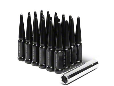 Black Steel Spiked Lug Nuts; M14x1.5; Set of 24 (21-26 Mustang Mach-E)