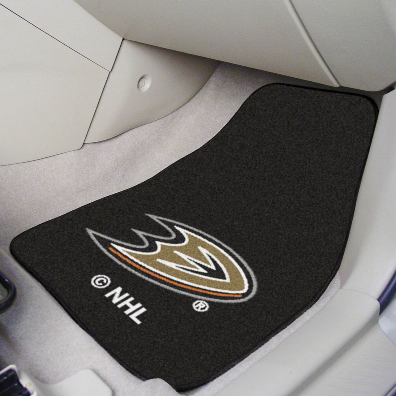 Mach-E Carpet Front Floor Mats with Anaheim Ducks Logo; Black ...