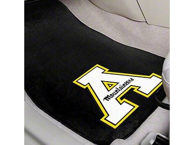 Carpet Front Floor Mats with Appalachian State University Logo; Black (Universal; Some Adaptation May Be Required)