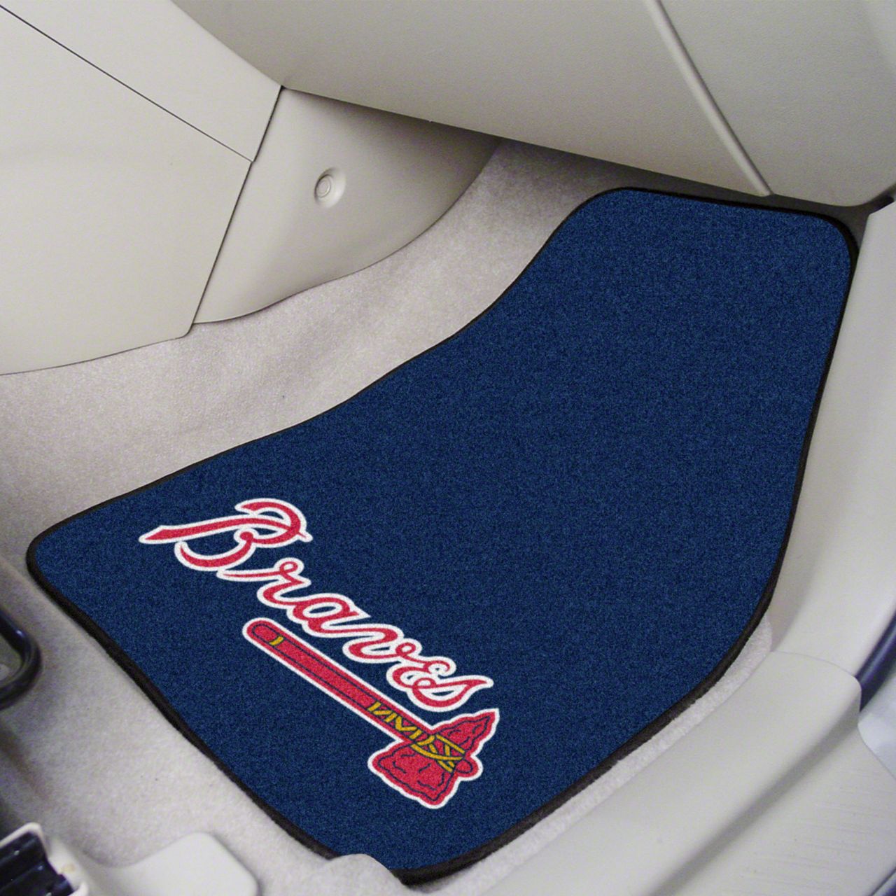 Mach-E Carpet Front Floor Mats with Atlanta Braves Logo; Navy ...