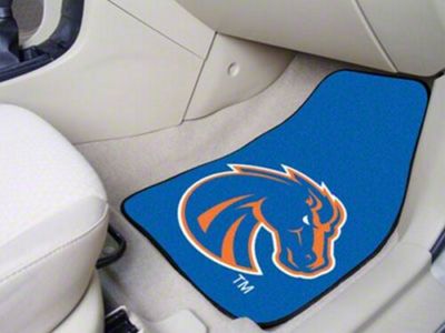 Carpet Front Floor Mats with Boise State University Logo; Blue (Universal; Some Adaptation May Be Required)
