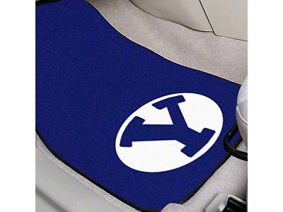 Carpet Front Floor Mats with BYU Logo; Blue (Universal; Some Adaptation May Be Required)