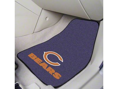 Carpet Front Floor Mats with Chicago Bears Logo; Navy (Universal; Some Adaptation May Be Required)