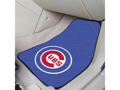 Carpet Front Floor Mats with Chicago Cubs Logo; Blue (Universal; Some Adaptation May Be Required)