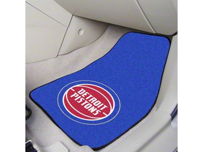 Carpet Front Floor Mats with Detroit Pistons Logo; Royal (Universal; Some Adaptation May Be Required)
