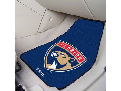 Carpet Front Floor Mats with Florida Panthers Logo; Blue (Universal; Some Adaptation May Be Required)