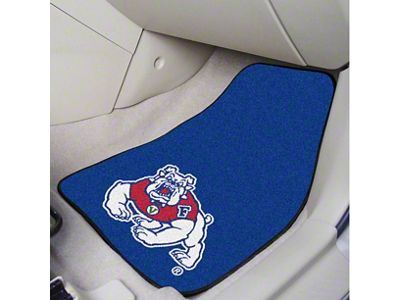 Carpet Front Floor Mats with Fresno State Logo; Navy (Universal; Some Adaptation May Be Required)