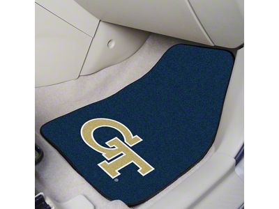 Carpet Front Floor Mats with Georgia Tech Logo; Blue (Universal; Some Adaptation May Be Required)
