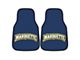 Carpet Front Floor Mats with Marquette University Logo; Navy (Universal; Some Adaptation May Be Required)