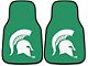 Carpet Front Floor Mats with Michigan State University Logo; Green (Universal; Some Adaptation May Be Required)