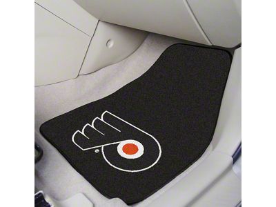 Carpet Front Floor Mats with Philadelphia Flyers Logo; Black (Universal; Some Adaptation May Be Required)