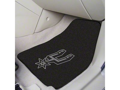 Carpet Front Floor Mats with San Antonio Spurs Logo; Black (Universal; Some Adaptation May Be Required)
