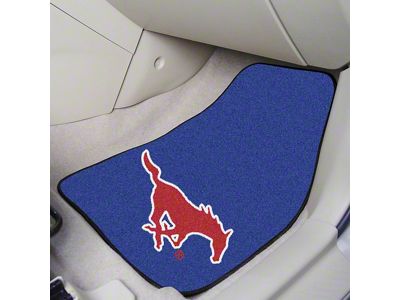 Carpet Front Floor Mats with SMU Logo; Blue (Universal; Some Adaptation May Be Required)