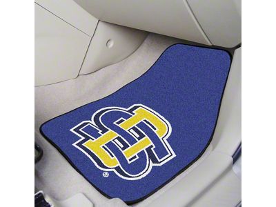Carpet Front Floor Mats with South Dakota State University Logo; Blue (Universal; Some Adaptation May Be Required)