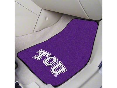 Carpet Front Floor Mats with TCU University Logo; Purple (Universal; Some Adaptation May Be Required)