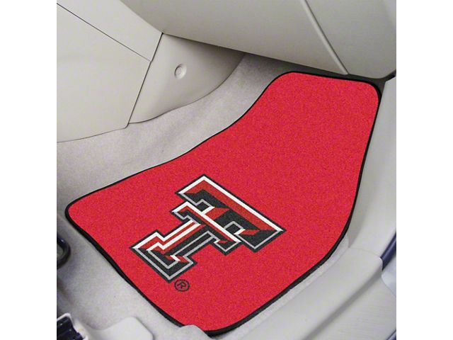 Carpet Front Floor Mats with Texas Tech University Logo; Red (Universal; Some Adaptation May Be Required)