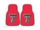 Carpet Front Floor Mats with Texas Tech University Logo; Red (Universal; Some Adaptation May Be Required)