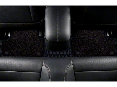 Double Layer Diamond Front and Rear Floor Mats; Base Layer Black and Top Layer Black (21-25 Mustang Mach-E)