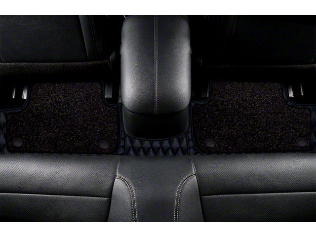 Double Layer Diamond Front and Rear Floor Mats; Base Layer Black and Top Layer Black (21-24 Mustang Mach-E)