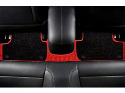 Double Layer Diamond Front and Rear Floor Mats; Base Layer Red and Top Layer Black (21-24 Mustang Mach-E)