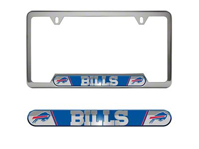 Embossed License Plate Frame with Buffalo Bills Logo; Blue (Universal; Some Adaptation May Be Required)