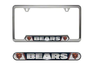 Embossed License Plate Frame with Chicago Bears Logo; Blue (Universal; Some Adaptation May Be Required)
