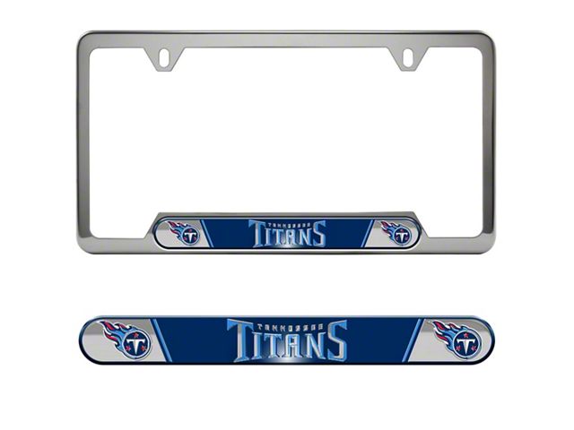 Embossed License Plate Frame with Tennessee Titans Logo; Blue (Universal; Some Adaptation May Be Required)