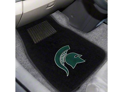 Embroidered Front Floor Mats with Michigan State University Logo; Black (Universal; Some Adaptation May Be Required)