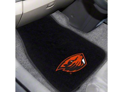 Embroidered Front Floor Mats with Oregon State University Logo; Black (Universal; Some Adaptation May Be Required)