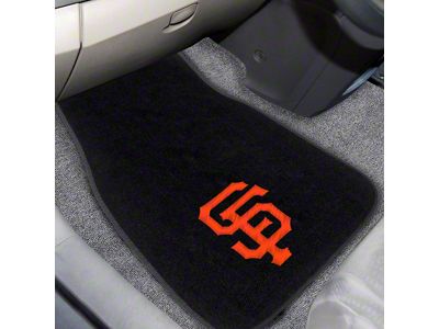 Embroidered Front Floor Mats with San Francisco Giants Logo; Black (Universal; Some Adaptation May Be Required)