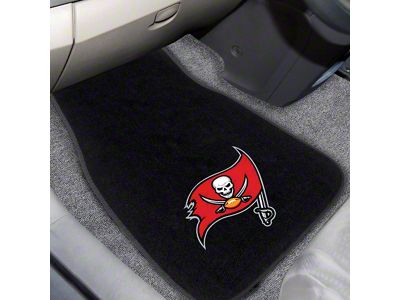 Embroidered Front Floor Mats with Tampa Bay Buccaneers Logo; Black (Universal; Some Adaptation May Be Required)