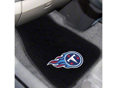Embroidered Front Floor Mats with Tennessee Titans Logo; Black (Universal; Some Adaptation May Be Required)