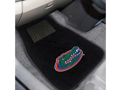 Embroidered Front Floor Mats with University of Florida Logo; Black (Universal; Some Adaptation May Be Required)