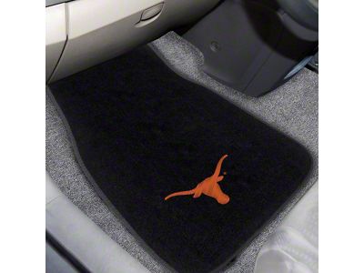 Embroidered Front Floor Mats with University of Texas Logo; Black (Universal; Some Adaptation May Be Required)