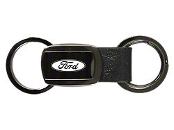 Ford Leather Tri-Ring Key Fob; Gunmetal