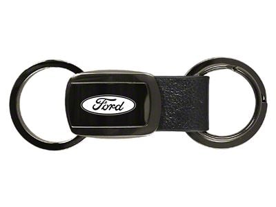 Ford Leather Tri-Ring Key Fob; Gunmetal