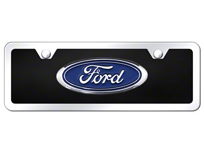 Ford Mini License Plate; Chrome on Black Acrylic (Universal; Some Adaptation May Be Required)