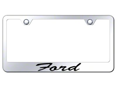 Ford Script Laser Etched License Plate Frame; Mirrored (Universal; Some Adaptation May Be Required)