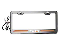Illuminated License Plate Frame with 5.0 Logo; Orange Inlay (Universal; Some Adaptation May Be Required)