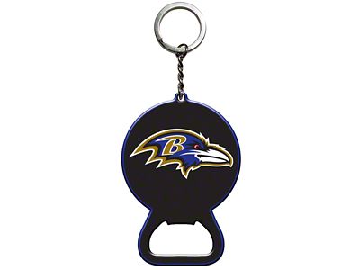 Keychain Bottle Opener with Baltimore Ravens Logo; Purple and Black