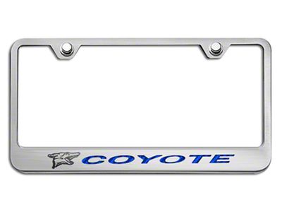 License Plate Frame with Coyote Logo; Blue Carbon Fiber Inlay (Universal; Some Adaptation May Be Required)