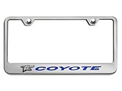 License Plate Frame with Coyote Logo; Blue Carbon Fiber Inlay (Universal; Some Adaptation May Be Required)
