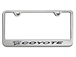 License Plate Frame with Coyote Logo; Brushed Black Inlay (Universal; Some Adaptation May Be Required)