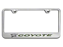 License Plate Frame with Coyote Logo; Bullet Green Inlay (Universal; Some Adaptation May Be Required)