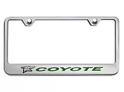 License Plate Frame with Coyote Logo; Green Carbon Fiber Inlay (Universal; Some Adaptation May Be Required)